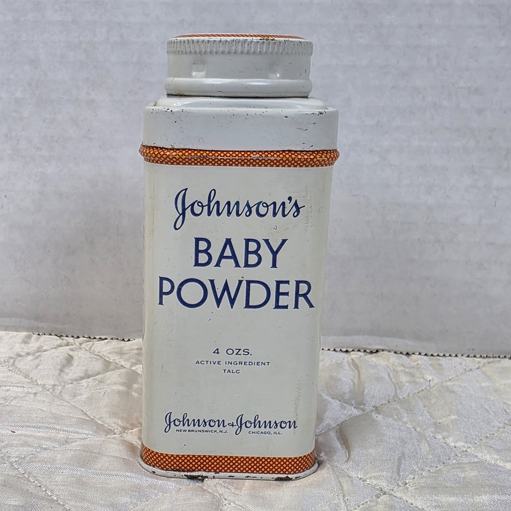 Vintage Antique Johnson's Baby Powder Tin 4oz 1950s Johnson & Johnson MCM